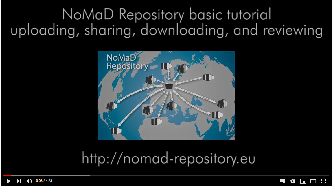NOMAD Repository Basic Tutorial 